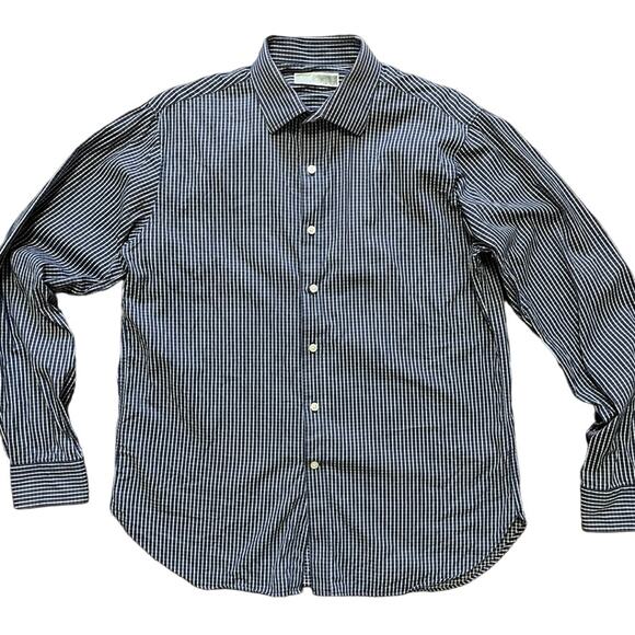 MICHAEL KORS Micro Plaid Button Front Shirt  Long sleeve Lightweight  SZ L - Picture 10 of 10